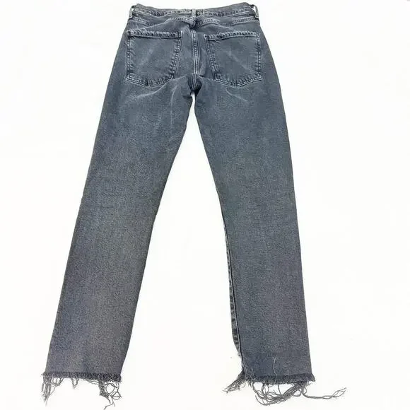 AGOLDE Toni Raw Hem Charcoal Black Denim Skinny Jeans A133D-3002 Size 25